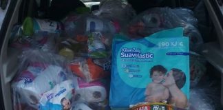 A car load of supplies for distribution in Zihuatanejo.