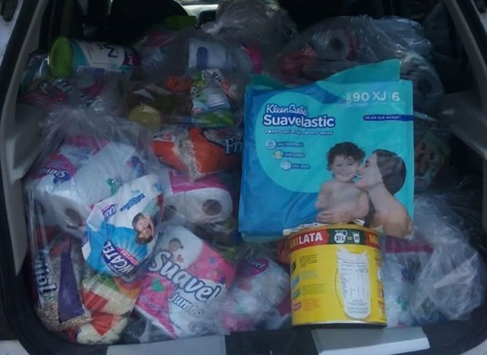 A car load of supplies for distribution in Zihuatanejo.