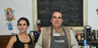 Romina and Santos Zanella at their gelato shop in Chipilo.