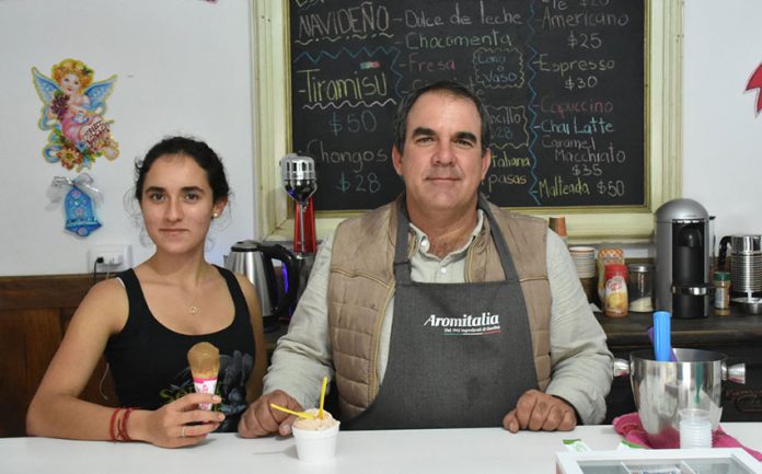Romina and Santos Zanella at their gelato shop in Chipilo.