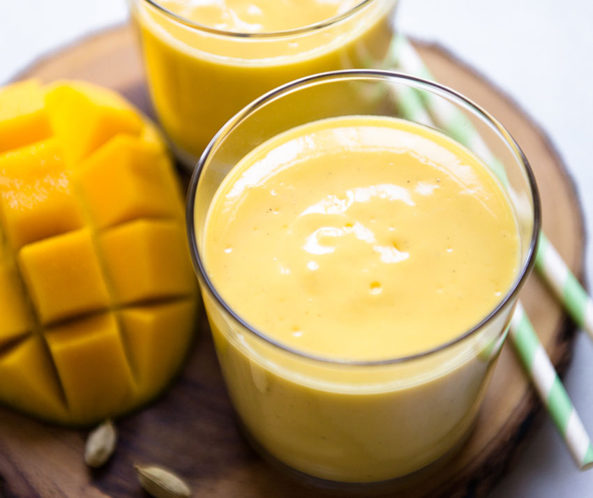 Blend honey with mangoes, yogurt and milk to make this refreshing drink.