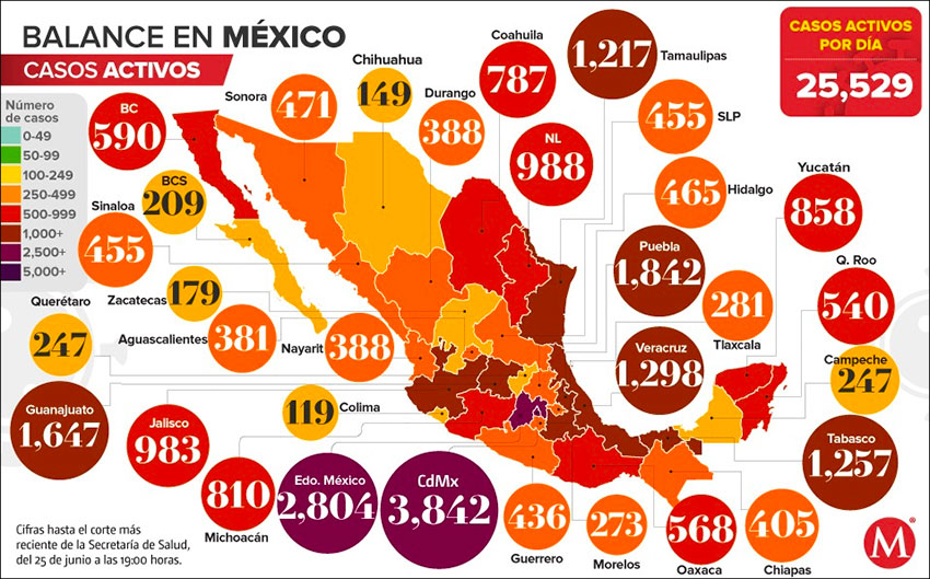 Active coronavirus cases as of Thursday. 