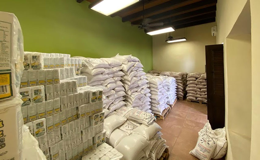 Food supplies in storage at Álamos, Sonora.