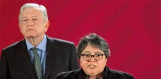 Buenrostro talks to reporters Tuesday morning.