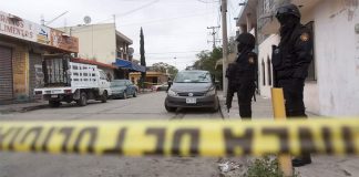A crime scene in Mexico City, for which any one (or more) of 40 criminal gangs might have been responsible.