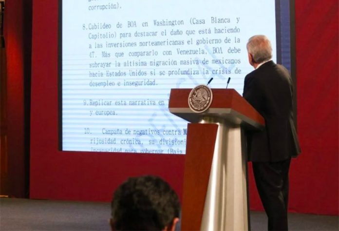 AMLO presents the anonymously-submitted document to reporters on