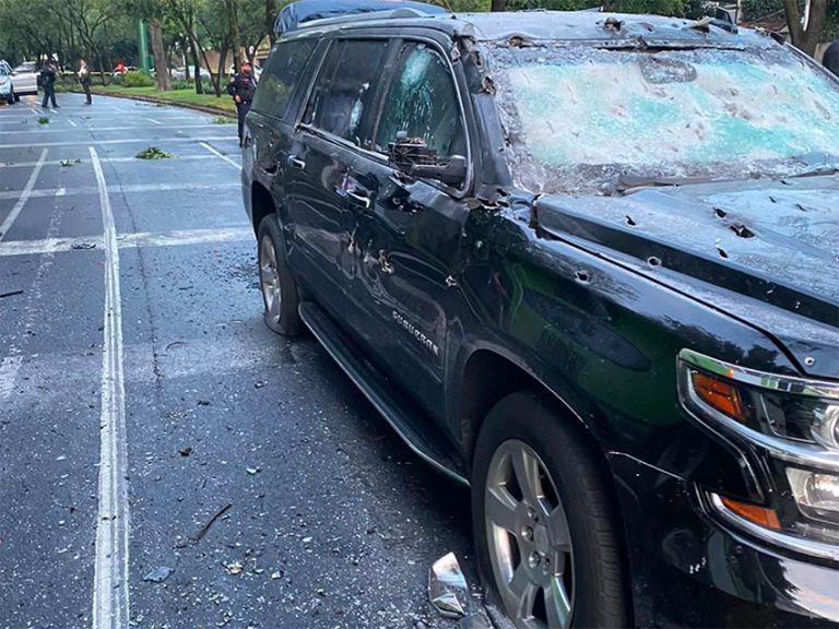 The vehicle in which the police chief was riding Friday morning.