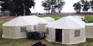 One of two mobile hospitals installed in Morelos. Neither has been used.