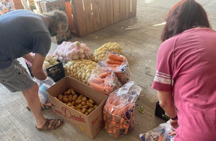 Volunteers prepare food for distribution in La Cruz de Huanacaxtle, Nayarit.