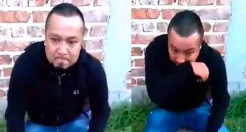 An emotional El Marro in one of two videos released after his mother's arrest.