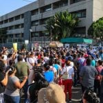 Workers protest unpaid bonuses Wednesday in Acapulco.