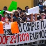 Protesters in Puebla on Wednesday.