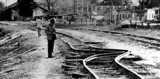 Twisted tracks after Guatemala's 1976 earthquake.