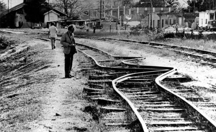 Twisted tracks after Guatemala's 1976 earthquake.