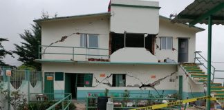 One of hundreds of buildings that sustained earthquake damage in Oaxaca.