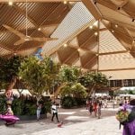 An artist's conception of the Maya Train station in Palenque, Chiapas.