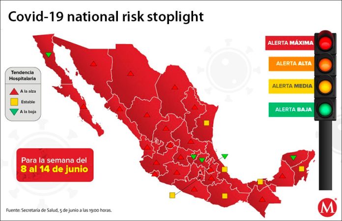 The Ministry of Health 'stoplight' map indicates high risk for the entire country.
