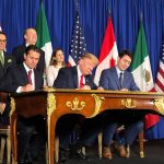 Former president Peña Nieto, Trump and Canada's Justin Trudeau signed the new agreement in 2018.