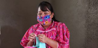 Soledad, a Rarámuri artisan, has a new job sewing coronavirus face masks.