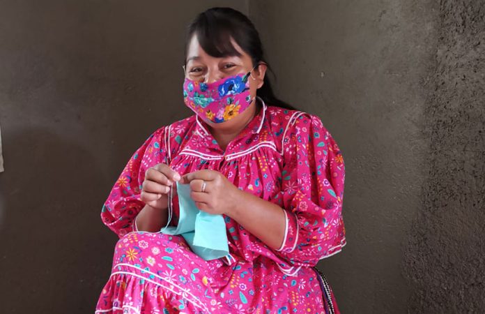 Soledad, a Rarámuri artisan, has a new job sewing coronavirus face masks.