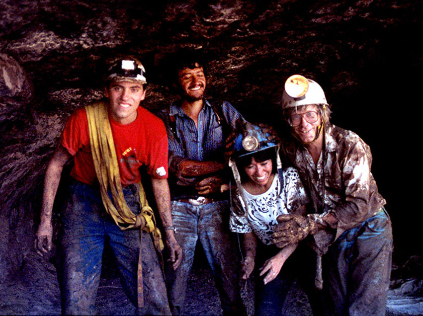 Members of the Zotz Caving Club enjoy the mud inside the Sticky Room.