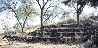 A small pyramid at the ruins near San Gregorio Atlapulco, Mexico City.