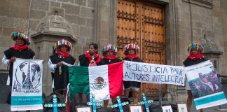 A protest by Tzotzil Maya at the National Palace in Mexico City.