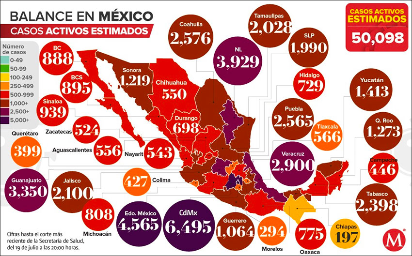 Active coronavirus cases as of Sunday.