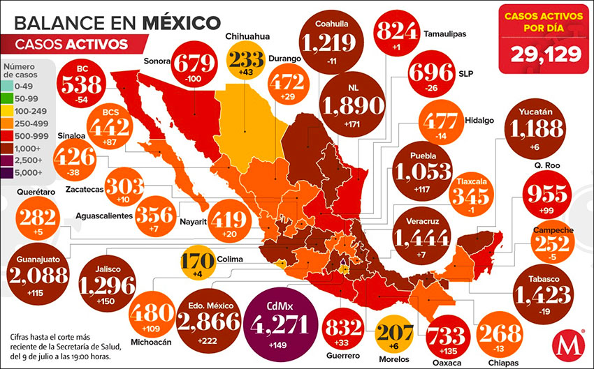 Active coronavirus cases as of Thursday.