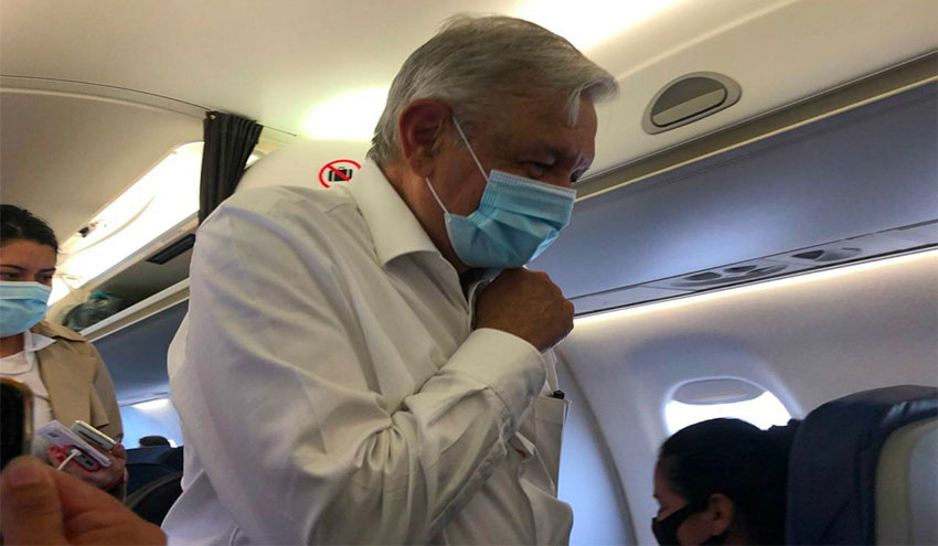 The president has only been seen wearing a face mask when flying.