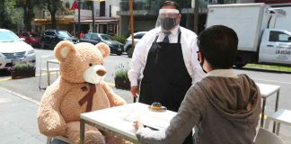 Lunch with a teddy bear in Polanco.