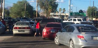 Saturday's border blockade in Sonoyta.
