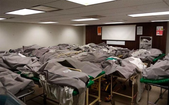 Bodies are stored in an audiovisual room at a Tamaulipas hospital.