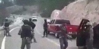 A cartel convoy on a Mexican highway in 2018.