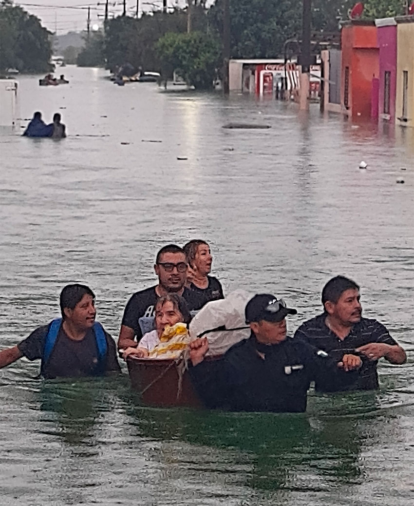 A rescue during flooding in Reynosa Sunday.