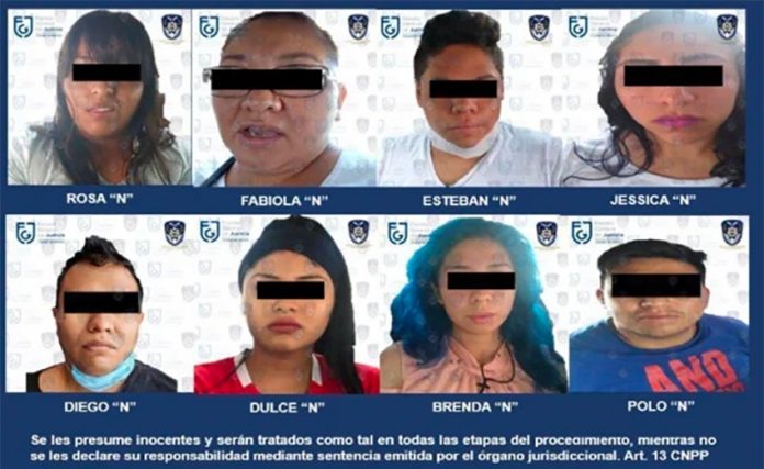 The eight people believed to be part of a kidnapping gang.