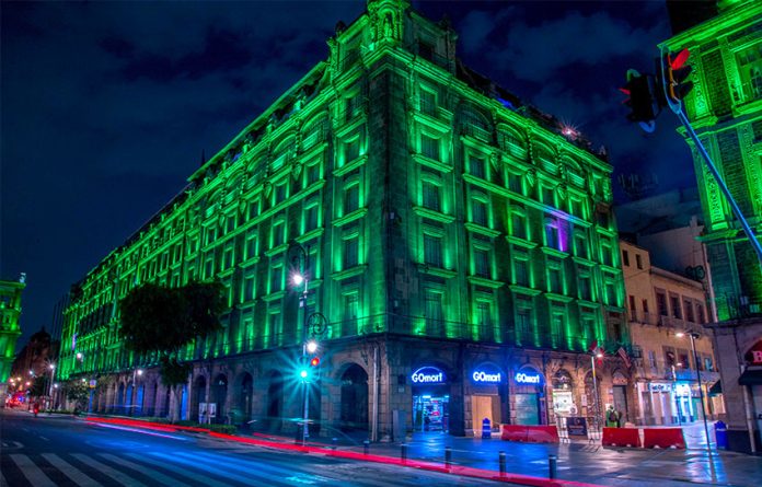 Buildings and monuments are illuminated in green until July 10.