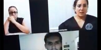 The hapless lawyer, center, in a screenshot of the hearing held via Zoom.