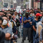 Long lineups formed as people waited to enter the historic center.