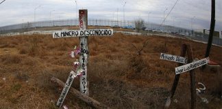 A memorial to the 63 missing miners.