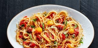 Cherry tomato pasta: slow-roast the tomatoes first to bring out their natural sugars.