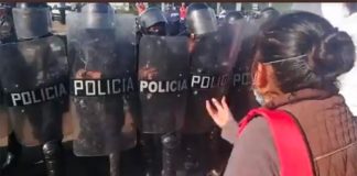 Riot police were called in to control Guanajuato march.