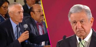 Ramos and López Obrador face off at a morning press conference last year.