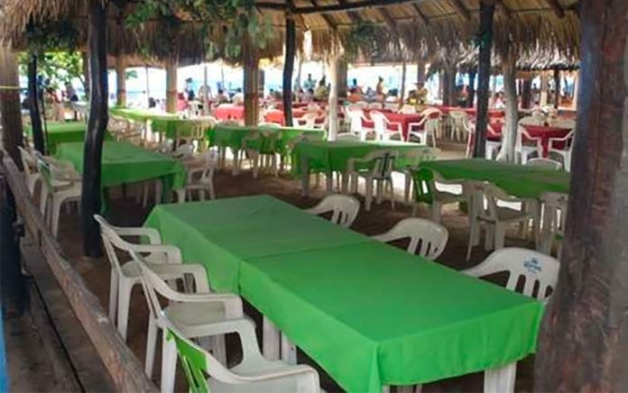 An empty restaurant in Acapulco.