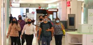 Shopping centers were busy after they reopened in Mexico City on Wednesday.