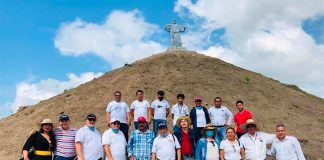 The statue in place on a pyramid in Tierra Blanca.