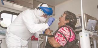 A Covid-19 test is conducted in Mexico City.