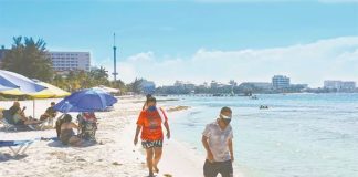 In Cancún, no hordes of tourists as yet.