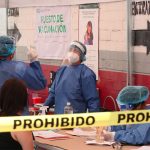 A virus information kiosk in Mexico City.