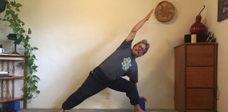 Jim Gallas of Sayulita conducts a yoga class via Zoom.